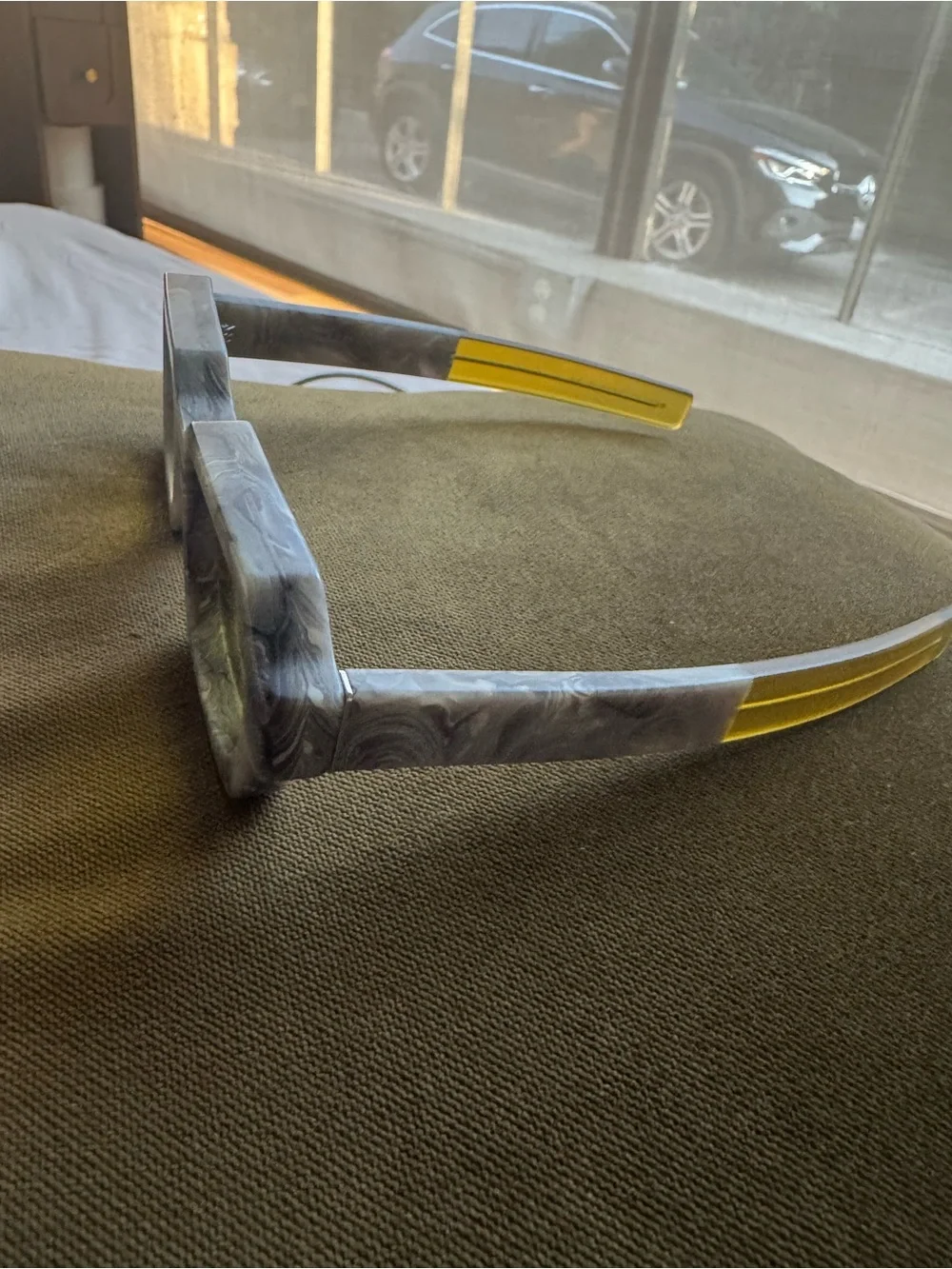 Marble-Effect Gray Sunglass Frame with Yellow Lenses - Home Accents
